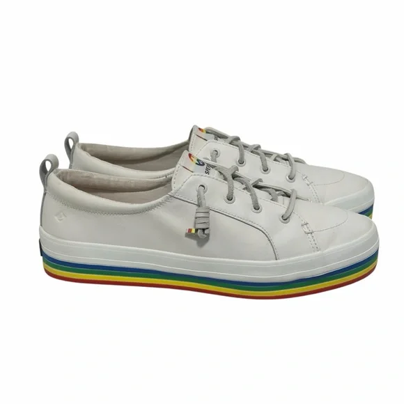 Sperry Crest Vibe Pride Collection Leather Sneakers - Worn 1x - Women’s 10 - Picture 3 of 11